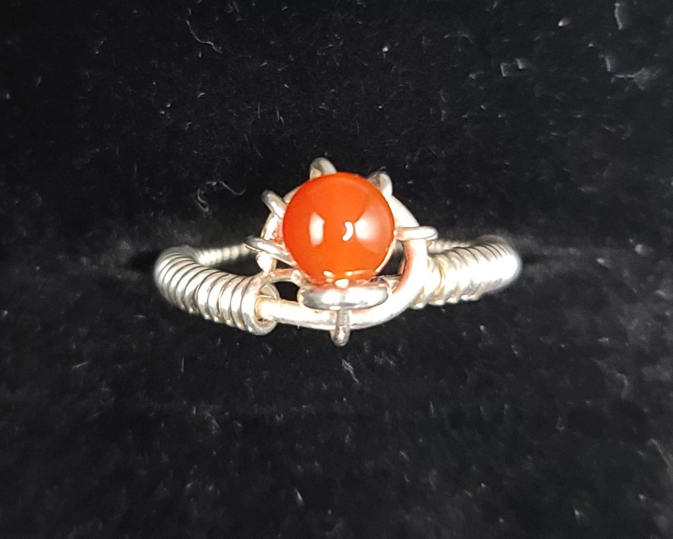 Carnelian Crystal Studded Ring