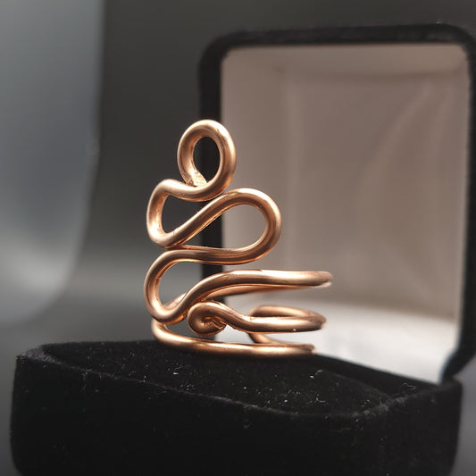 Copper Curled Snake Design Ring